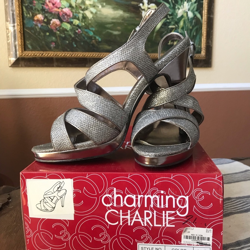 Sparkly Silver Strap Heels